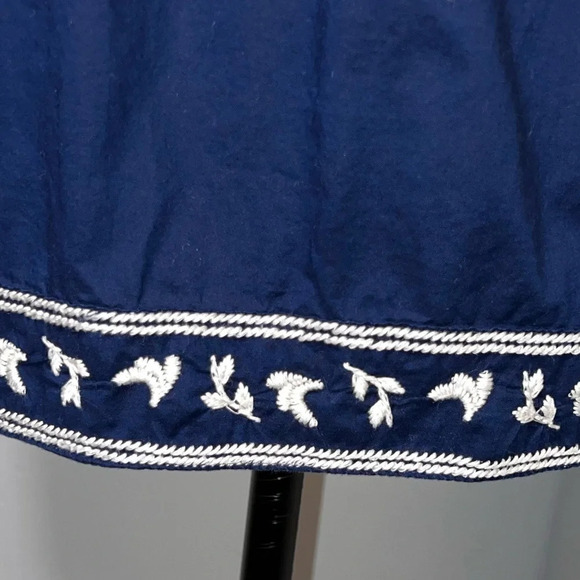 Converse One Star, Lg Tank Floral Embroidered Navy Blue White Cotton Tunic - Picture 5 of 9